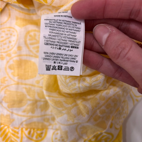 Boden Yellow Floral Button Down Shirt Size 10 Like New!! Linen 🤍 - Picture 5 of 7
